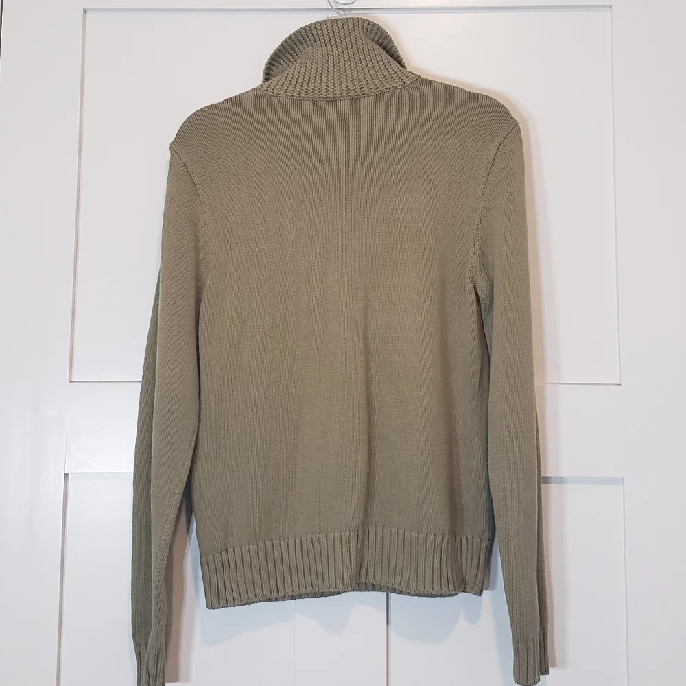 Lauren Ralph Lauren Knit Pullover Sweater Double Metal Clasps Olive Green Size L - Picture 11 of 13